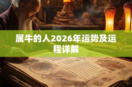 属牛的人2026年运势及运程详解 属牛的人2026年运势及运程详解