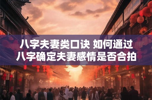 八字夫妻类口诀 如何通过八字确定夫妻感情是否合拍