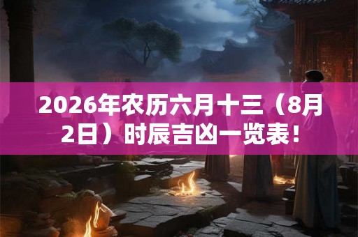 2026年农历六月十三(8月2日)时辰吉凶一览表! 2026年农历六月十三(8月2日)时辰吉凶一览表!