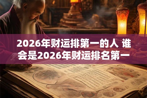 2026年财运排第一的人 谁会是2026年财运排名第一