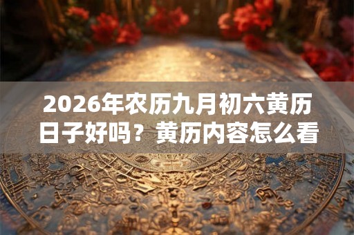 2026年农历九月初六黄历日子好吗?黄历内容怎么看? 2026年农历九月初六黄历日子好吗?黄历内容怎么看?
