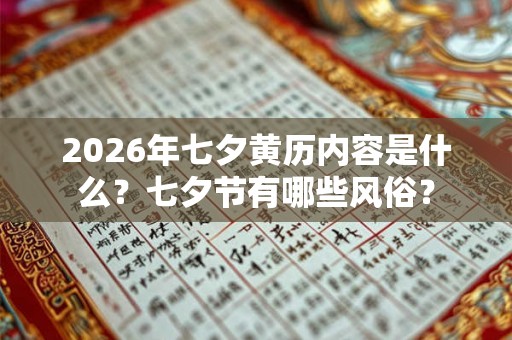 2026年七夕黄历内容是什么？七夕节有哪些风俗？