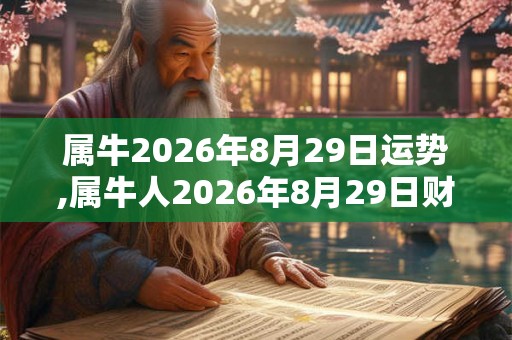 属牛2026年8月29日运势,属牛人2026年8月29日财运,生肖牛2026年8月29日运势