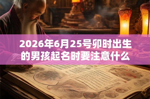 2026年6月25号卯时出生的男孩起名时要注意什么