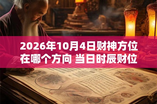 2026年10月4日财神方位在哪个方向 当日时辰财位变化表