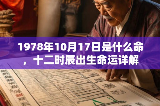 1978年10月17日是什么命，十二时辰出生命运详解