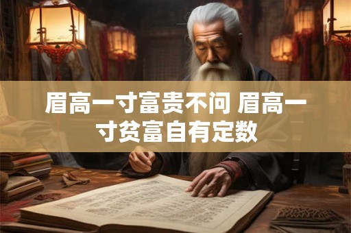 眉高一寸富贵不问 眉高一寸贫富自有定数