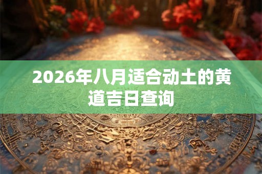 2026年八月适合动土的黄道吉日查询