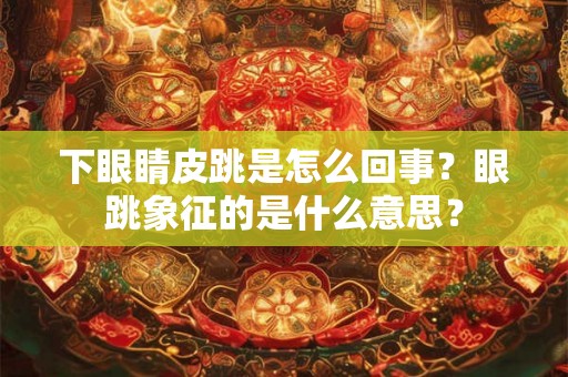 下眼睛皮跳是怎么回事?眼跳象征的是什么意思? 下眼睛皮跳是怎么回事?眼跳象征的是什么意思?
