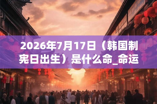 2026年7月17日（韩国制宪日出生）是什么命_命运如何
