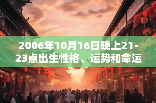 2006年10月16日晚上21-23点出生性格、运势和命运