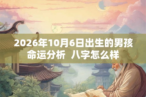 2026年10月6日出生的男孩命运分析  八字怎么样