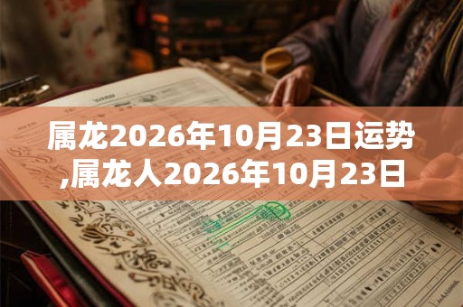 属龙2026年10月23日运势,属龙人2026年10月23日财运,生肖龙2026年10月23日运势