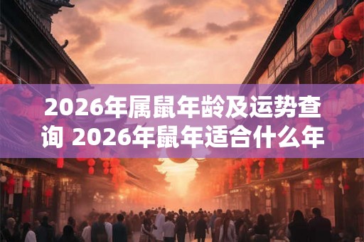 2026年属鼠年龄及运势查询 2026年鼠年适合什么年龄的人运势如何