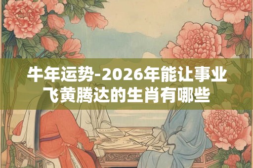 牛年运势-2026年能让事业飞黄腾达的生肖有哪些