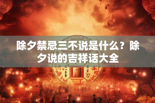 除夕禁忌三不说是什么？除夕说的吉祥话大全