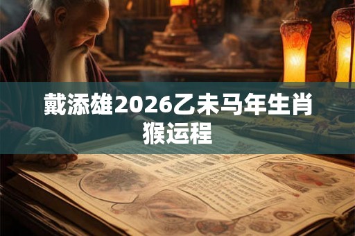 戴添雄2026乙未马年生肖猴运程 戴添雄2026乙未马年生肖猴运程
