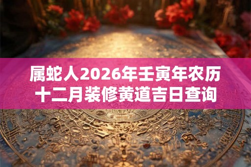 属蛇人2026年壬寅年农历十二月装修黄道吉日查询