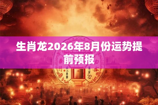 生肖龙2026年8月份运势提前预报 生肖龙2026年8月份运势提前预报