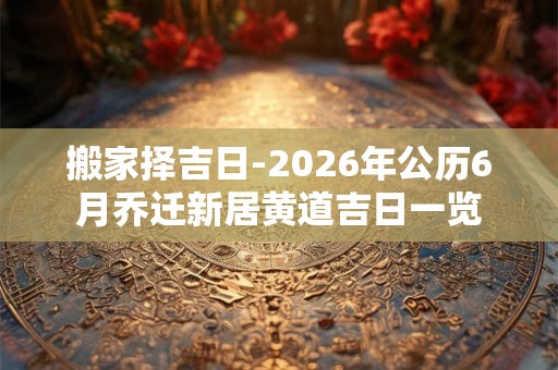 搬家择吉日-2026年公历6月乔迁新居黄道吉日一览