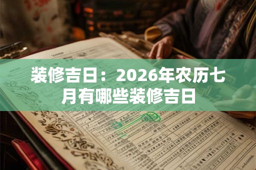 装修吉日：2026年农历七月有哪些装修吉日