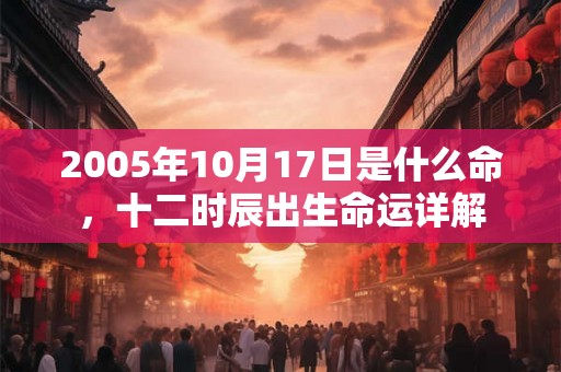 2005年10月17日是什么命，十二时辰出生命运详解