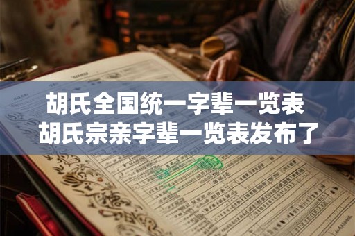 胡氏全国统一字辈一览表 胡氏宗亲字辈一览表发布了吗