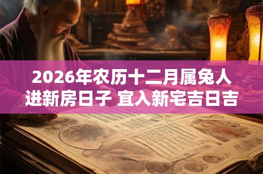 2026年农历十二月属兔人进新房日子 宜入新宅吉日吉时