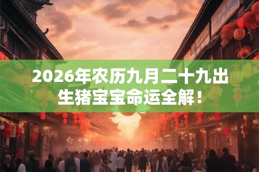 2026年农历九月二十九出生猪宝宝命运全解! 2026年农历九月二十九出生猪宝宝命运全解!