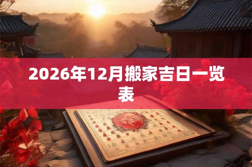 2026年12月搬家吉日一览表