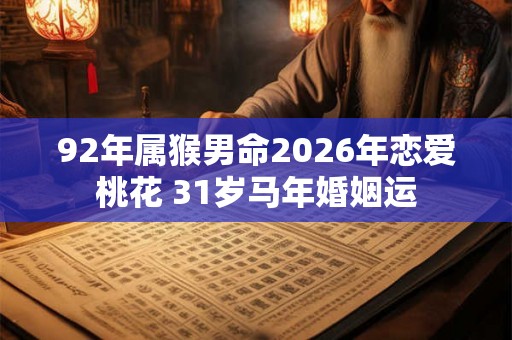 92年属猴男命2026年恋爱桃花 31岁马年婚姻运 92年属猴男命2026年恋爱桃花 31岁马年婚姻运