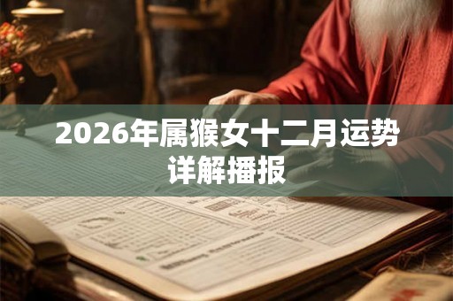 2026年属猴女十二月运势详解播报 2026年属猴女十二月运势详解播报