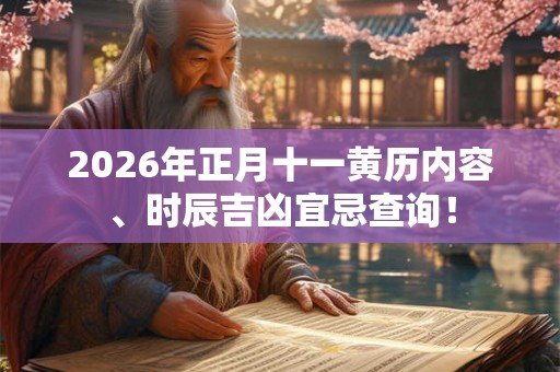 2026年正月十一黄历内容、时辰吉凶宜忌查询！