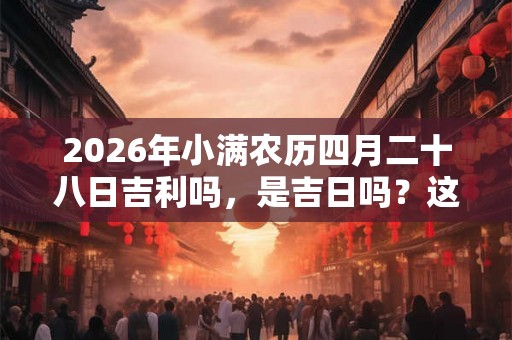 2026年小满农历四月二十八日吉利吗，是吉日吗？这天可以出行吗？
