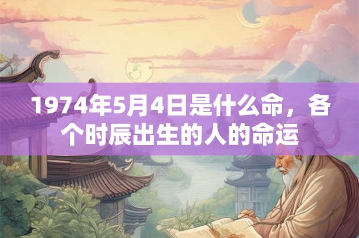 1974年5月4日是什么命，各个时辰出生的人的命运