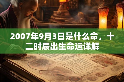 2007年9月3日是什么命，十二时辰出生命运详解