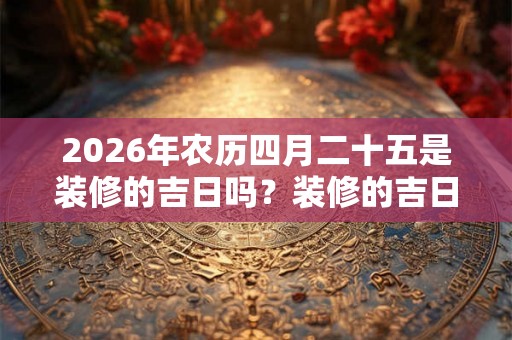 2026年农历四月二十五是装修的吉日吗？装修的吉日怎么看？
