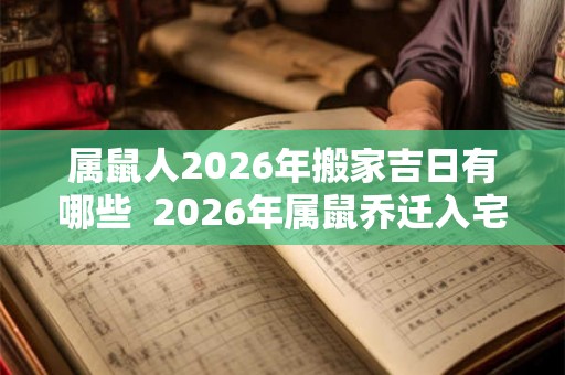 属鼠人2026年搬家吉日有哪些  2026年属鼠乔迁入宅的黄道吉日