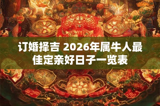 订婚择吉 2026年属牛人最佳定亲好日子一览表