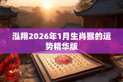 泓翔2026年1月生肖猴的运势精华版