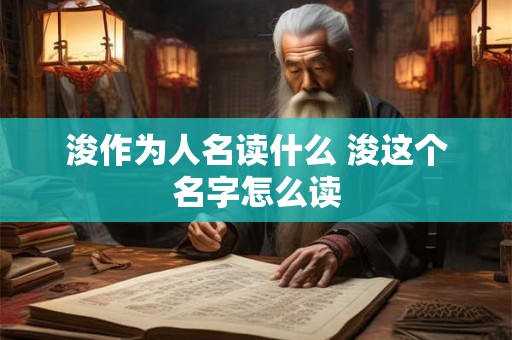 浚作为人名读什么 浚这个名字怎么读