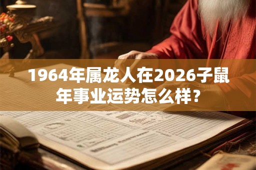 1964年属龙人在2026子鼠年事业运势怎么样？