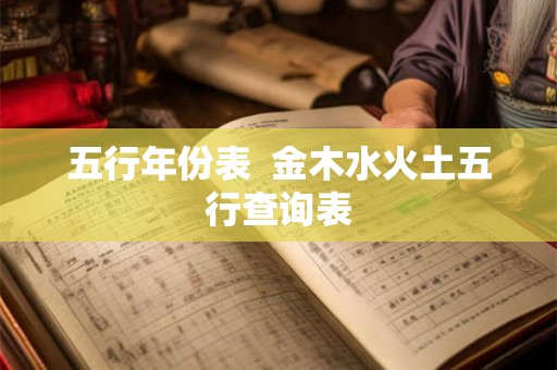 五行年份表  金木水火土五行查询表