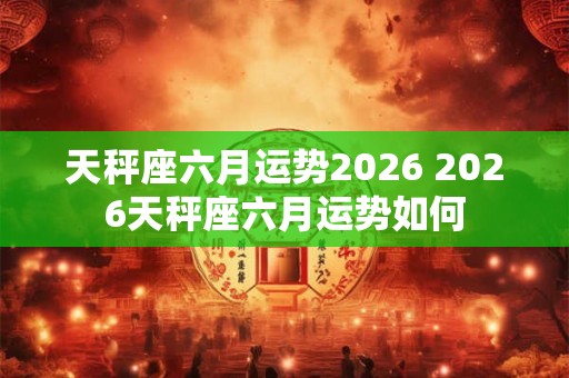 天秤座六月运势2026 2026天秤座六月运势如何