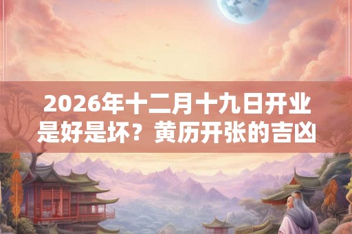 2026年十二月十九日开业是好是坏?黄历开张的吉凶查询 2026年十二月十九日开业是好是坏?黄历开张的吉凶查询