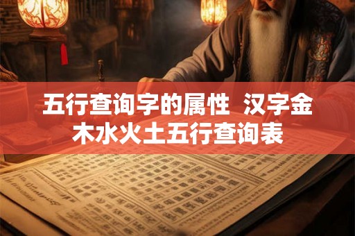 五行查询字的属性  汉字金木水火土五行查询表