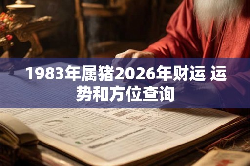 1983年属猪2026年财运 运势和方位查询