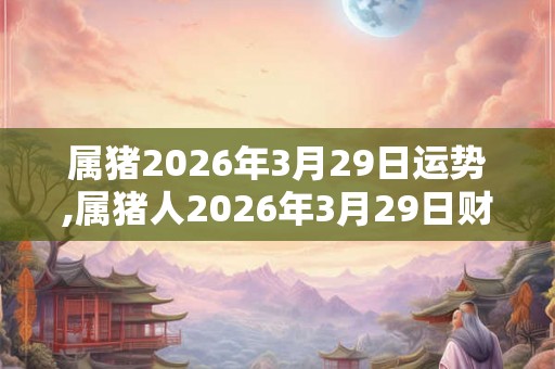 属猪2026年3月29日运势,属猪人2026年3月29日财运,生肖猪2026年3月29日运势