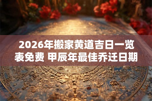 2026年搬家黄道吉日一览表免费 甲辰年最佳乔迁日期免费