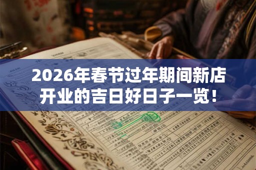 2026年春节过年期间新店开业的吉日好日子一览！